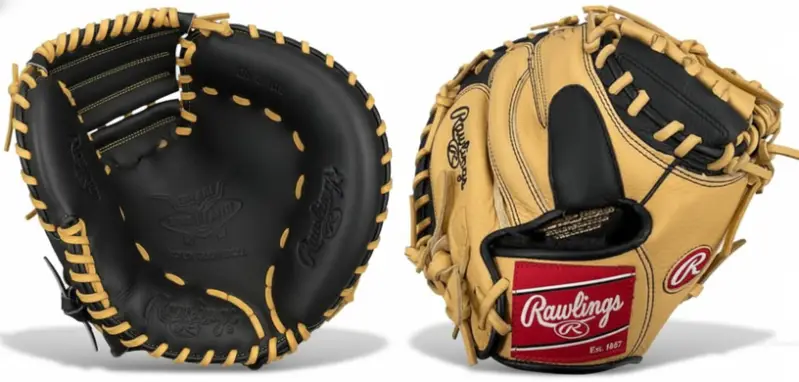 Rawlings Select Pro Lite Series 32" Catcher's Mitt displayed showing its youth-specific leather construction and 32" circumference design for developing young catchers.