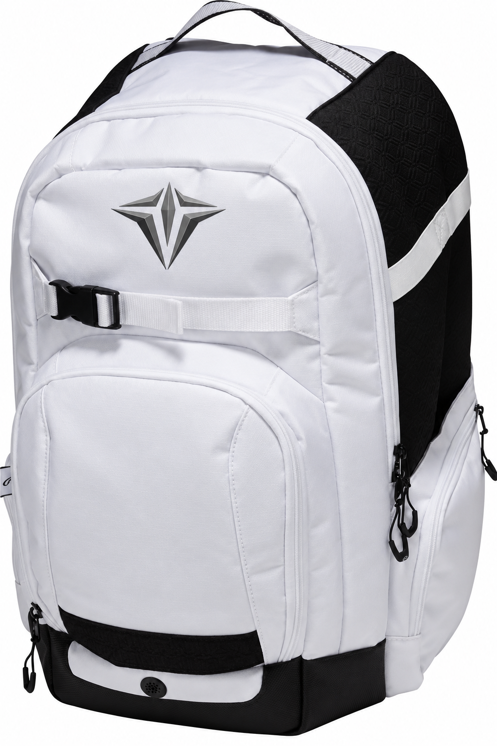 Baseball bag by Rawlings, in white with black side panels.