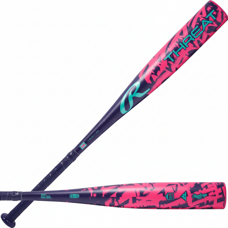 Rawlings Threat USSSA baseball bat with -12 drop, 2 3/4 inch barrel, and one-piece composite design for young contact hitters
