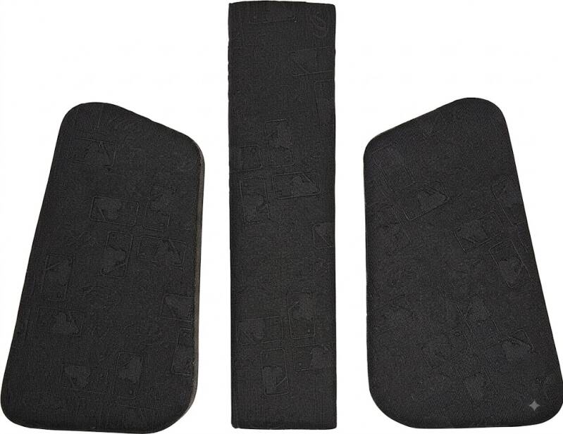 Replacement batting helmet pads from the Rawlings VELO Fit Kit with three black foam pieces for a custom fit adjustment.