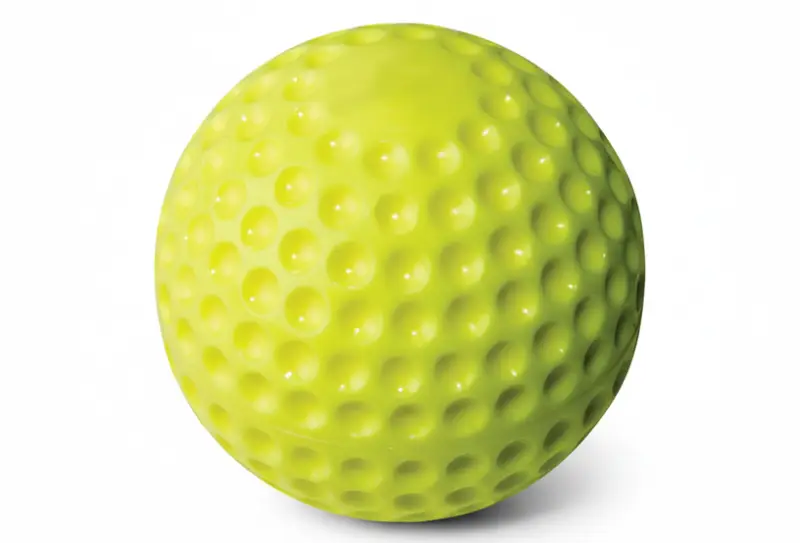 Rawlings yellow dimple pitching machine softballs designed for consistent flight and high-volume batting practice