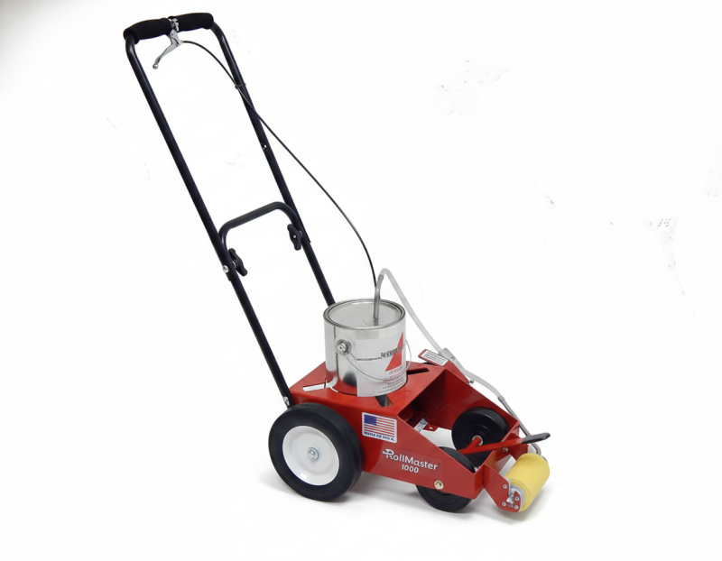 RollMaster 1000 Line Painting Machine applying clean white field lines on a baseball diamond