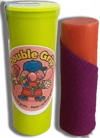 Sigma Wax Double Grip Bubble Gum Scented Bat Tack Tube displayed showing its compact tube format and colorful packaging design.