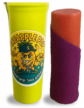 Sigma Wax Pineapple Pop Baseball Bat Tack Tube displayed showing its quality bat tack construction and distinctive Pineapple Pop scented tube design.