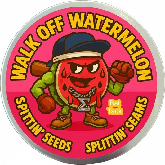 Sigma Wax Walk-Off Watermelon Bat Tack displayed showing its scented tube formulation and tack construction against a neutral background.