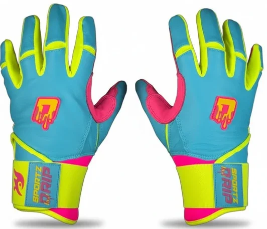 Sportz Drip Volt Baseball & Softball Batting Gloves displayed showing their quality palm construction and energetic Volt design aesthetic.