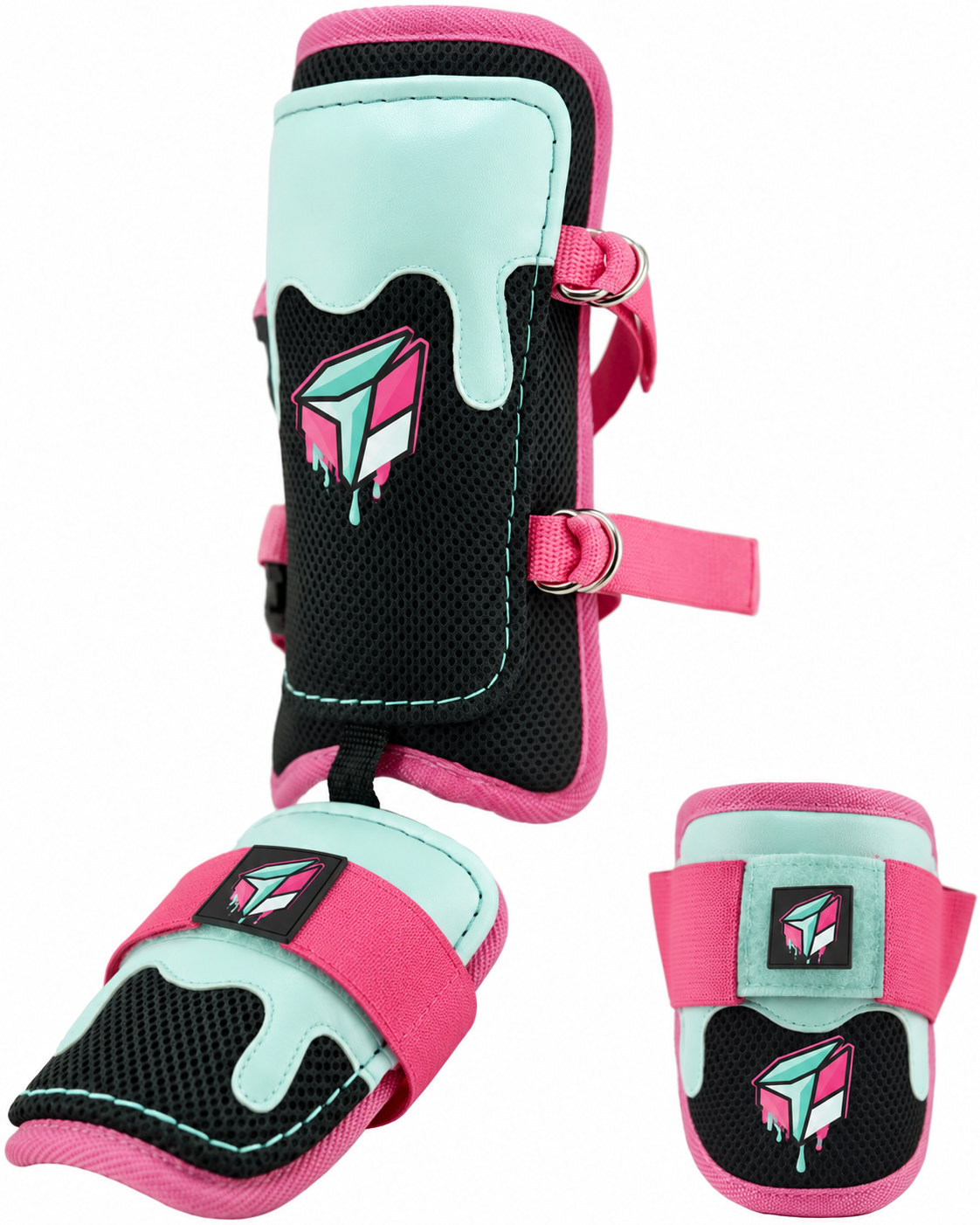 Baseball elbow guard by Sportz Drip for youth, with a matching shin guard.