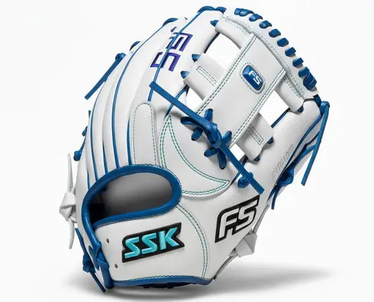 SSK FP5 Fastpitch Softball Pitcher's Glove displayed showing its independent brand leather construction and dedicated closed web pitcher design for competitive fastpitch pitchers.