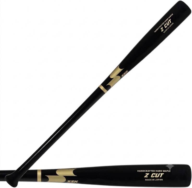 SSK Z Cut Maple Wood Baseball Bat in natural maple with the SSK logo, a youth-sized game model.