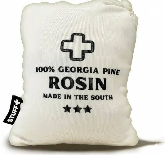 Stuff Plus Premium Large Square Rosin Bag displayed showing its distinctive square format and premium fabric exterior.