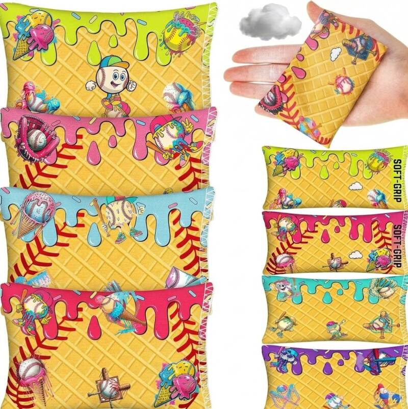 Sunnymove 6 Pcs Ice Cream Drip rosin bags for baseball and softball, colorful waffle cone designs in a fun 6-pack.