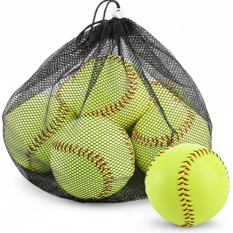 Tebery 6-pack 12-inch practice softballs with official size and weight for slowpitch training and drills.
