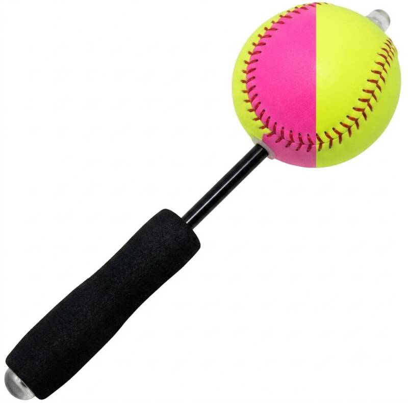 Teknigoo Finger Strength Trainer, a real leather ball mounted on a rigid metal handle for practicing spin and release.