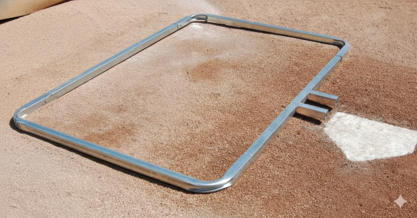 Trigon Sports Fully Adjustable Batters Box Template for marking regulation batter’s boxes on baseball fields