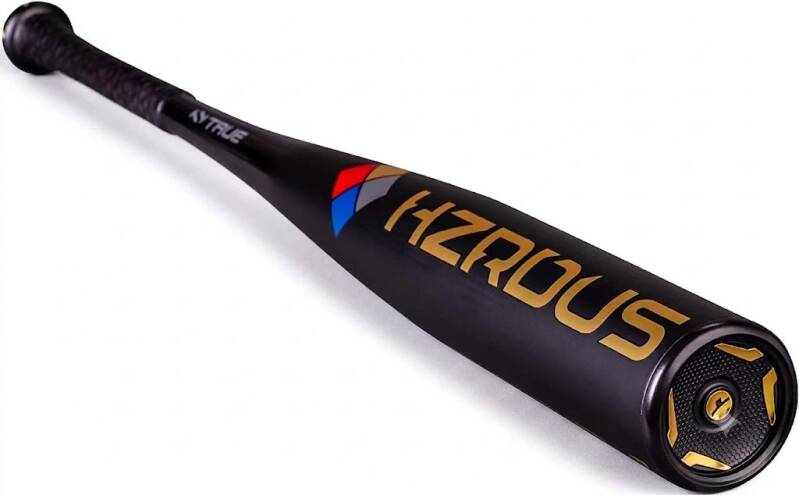 True Temper True Temper 2022 HZRDUS (-3) BBCOR baseball bat in matte black with a red, blue, and gray accent graphic near the handle.