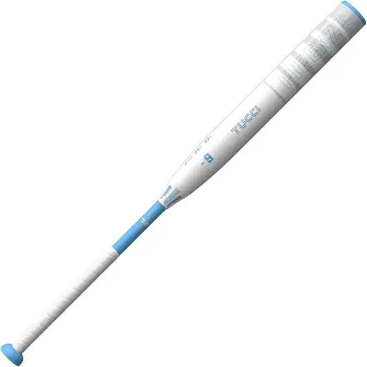 TUCCI Firenze Fastpitch Softball Bat displayed showing its two-piece composite construction and -9 drop weight design with dual USSSA/USA certification for elite competitive players.