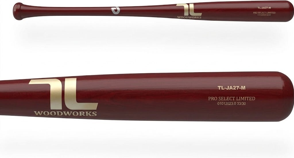 Tucci TL-JA27 Pro Select Limited Wood Bat in natural wood with the Tucci logo, built on the JA27 turn model.