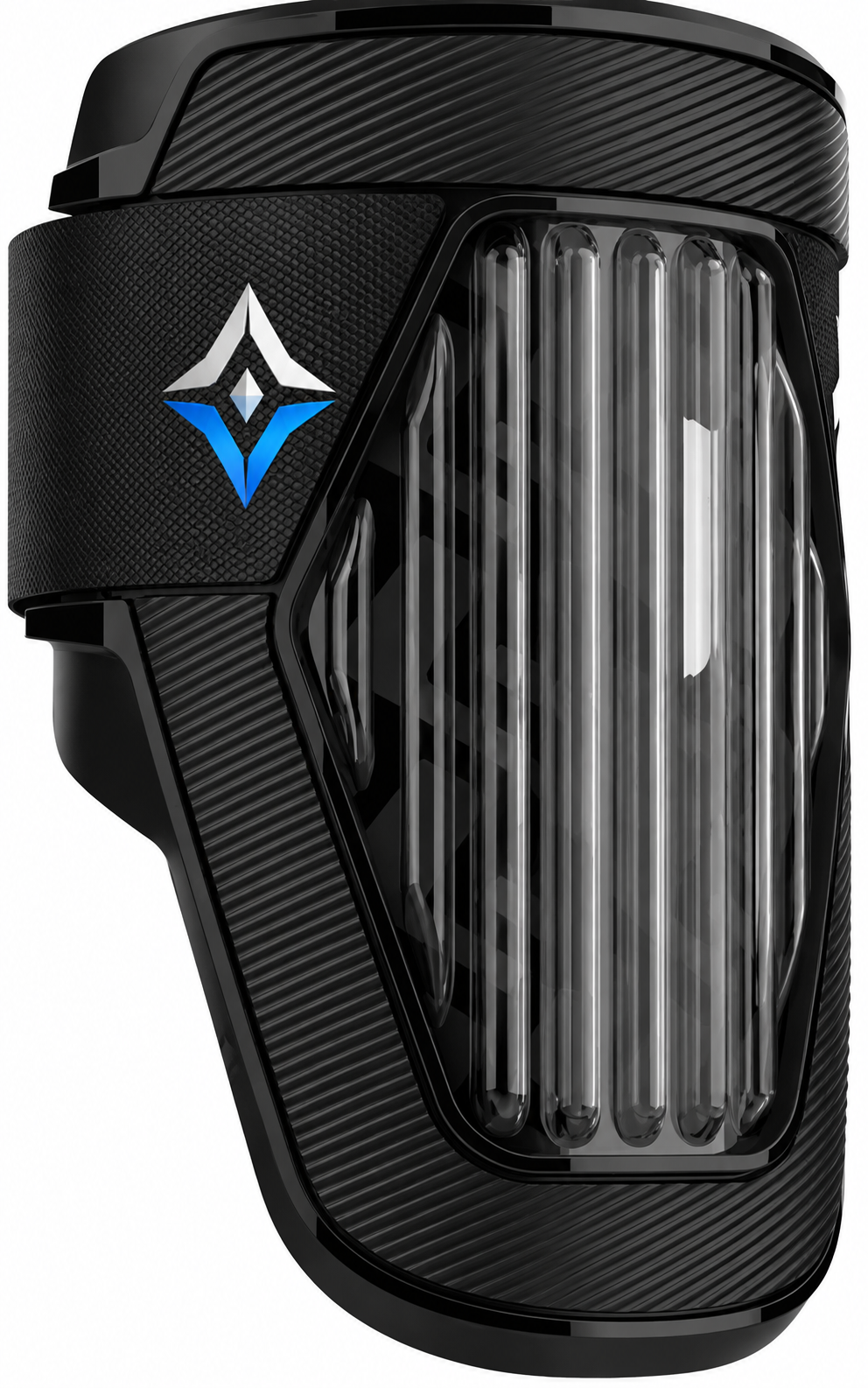 Baseball elbow guard by Tucci, in black with a ribbed elbow-only shell.