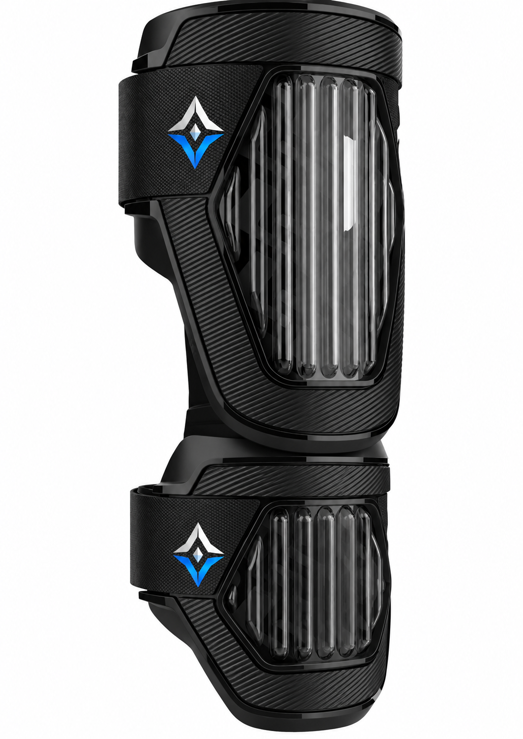Baseball elbow guard by Tucci, in black with a two-piece design.