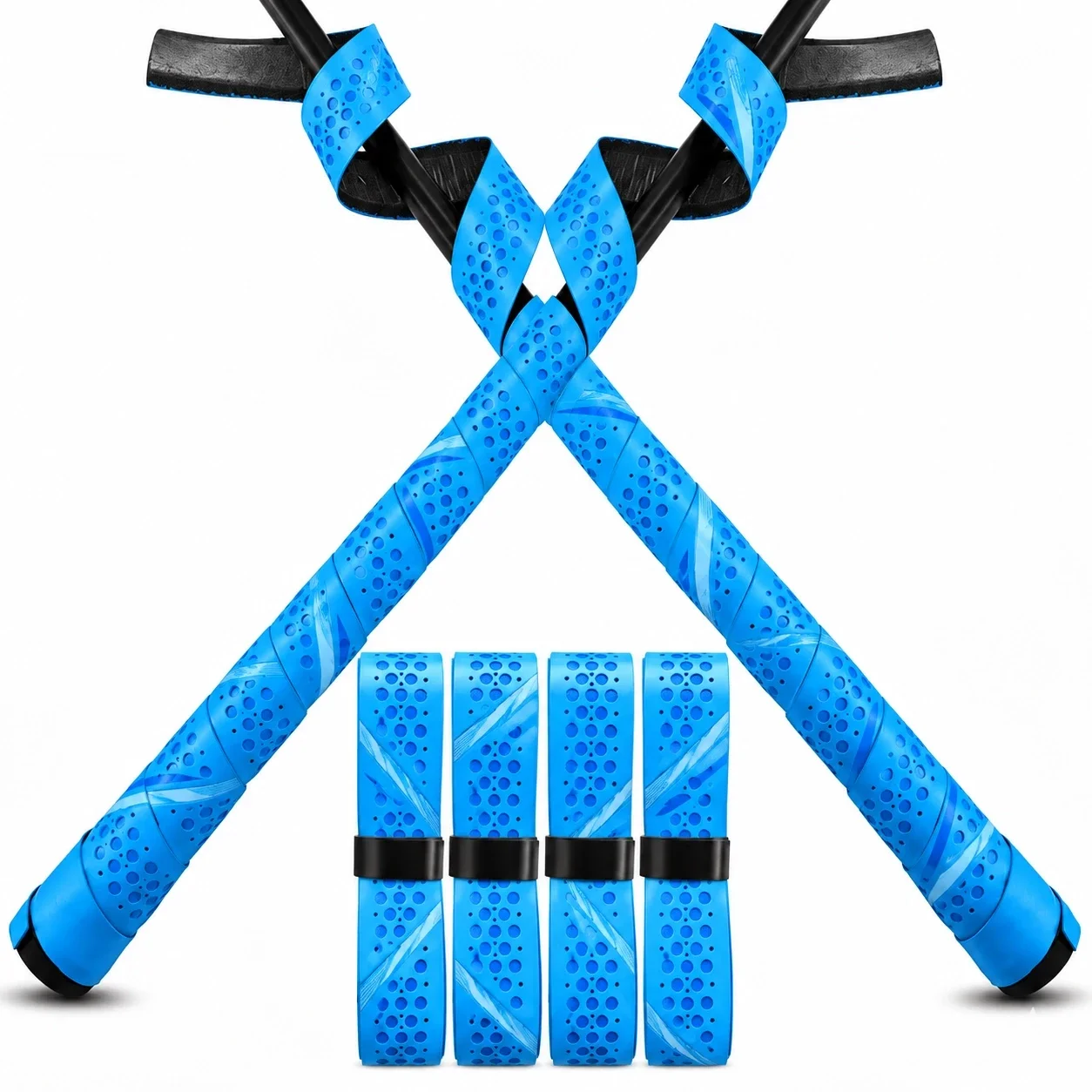 Bat grip tape by Veasaers, in blue with ventilation holes, 1.75 mm thick.