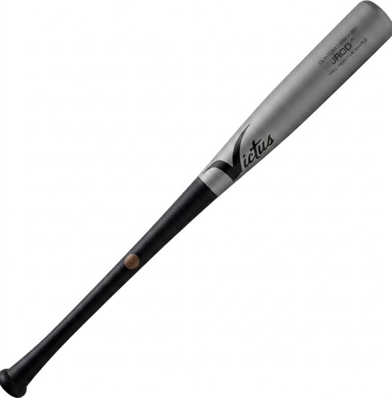 Victus JROD JR Youth Maple BAT PRO Reserve shown upright in Nardo grey finish.