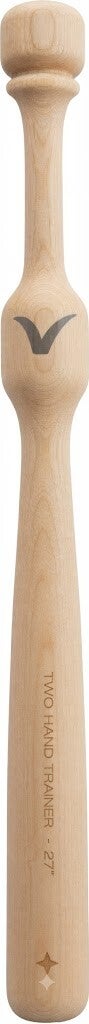 Victus Sports Youth Two Hand Trainer sized for a younger hitter's grip on an indoor practice floor.