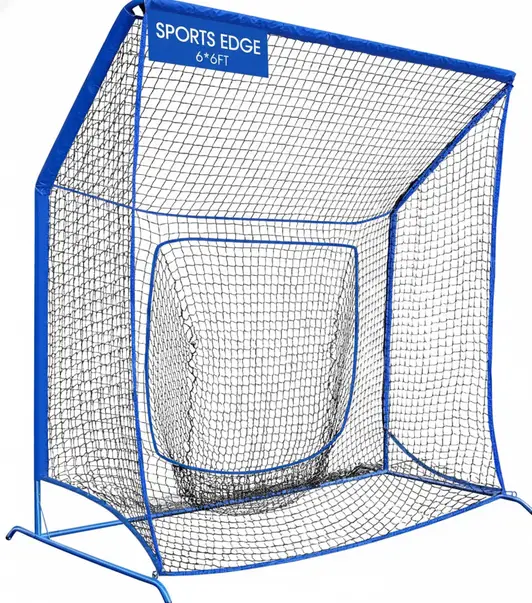 WICTTISPOSI Baseball Softball Net with Blocking System displayed showing its integrated rear blocking panel and reinforced steel frame.