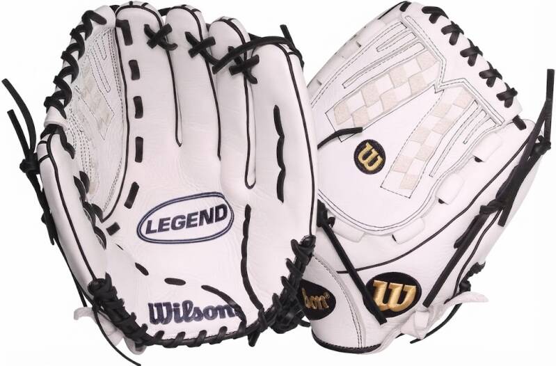 Wilson 2022 A1000 V125 12.5" Fastpitch Outfield Glove, a closed-web outfield and pitcher's glove in white with black trim.
