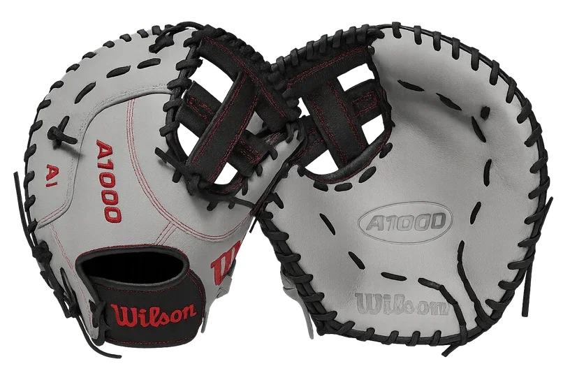 Wilson 2024 A1000 CM33 33" Baseball Catcher's Mitt displayed showing its Tennessee Tanning leather construction and 33" circumference design for competitive baseball catchers.