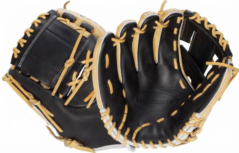Wilson A2000 P12 Pitcher's Fastpitch Gloves, a closed two-piece web pitcher's glove in black with gray textured panels.