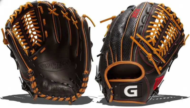 Wilson A2K Pitcher's Baseball Glove displayed showing its Pro Stock Select leather and Double Palm closed web pitcher's construction.