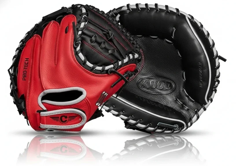 Wilson A500 32" Youth Baseball Catcher's Mitt displayed showing its Top Grain leather construction and 32" youth-specific sizing for developing baseball catchers.
