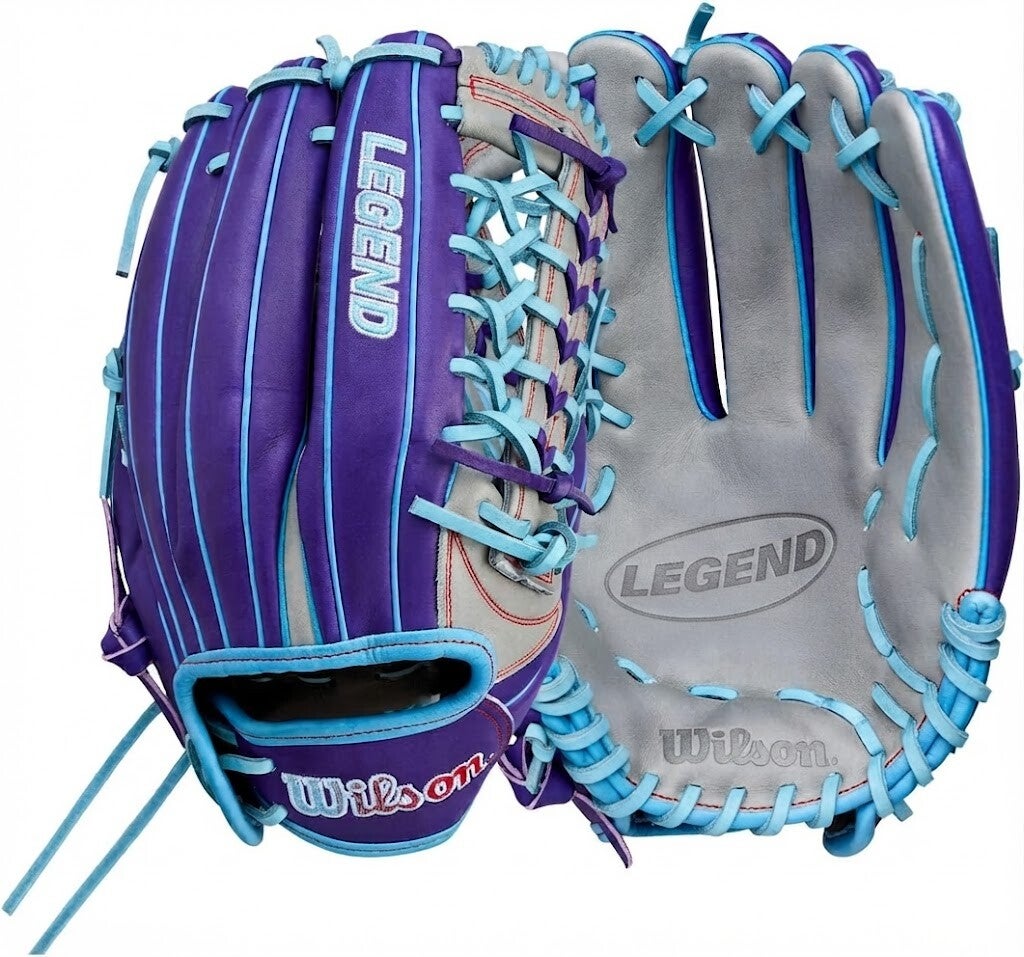 Wilson Summer 2026 A2000® 1786SS 11.5” Infield Baseball Glove, an H-Web infield glove in purple with light blue trim and a gray palm.