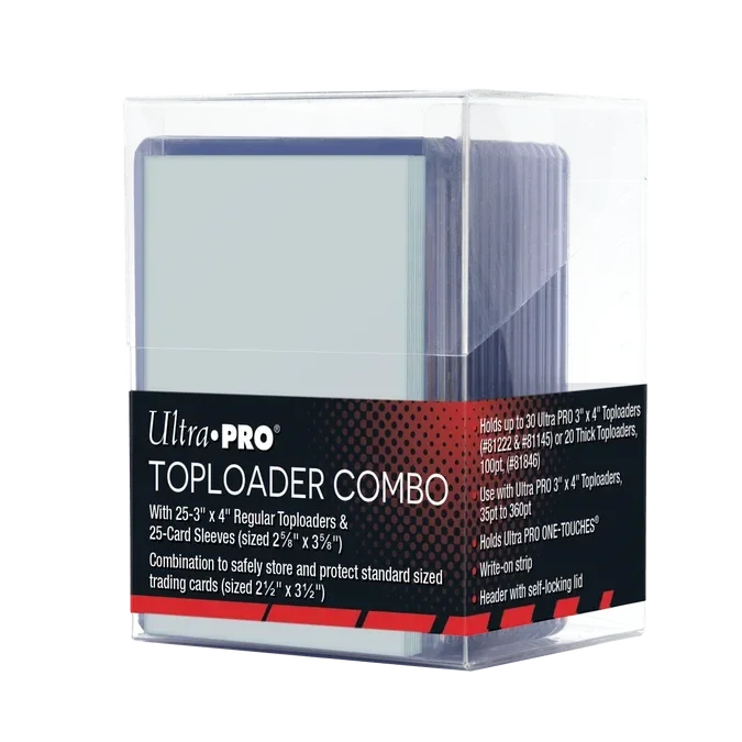 Toploader Combo: Clear storage box + 25 Toploaders and 25 Sleeves