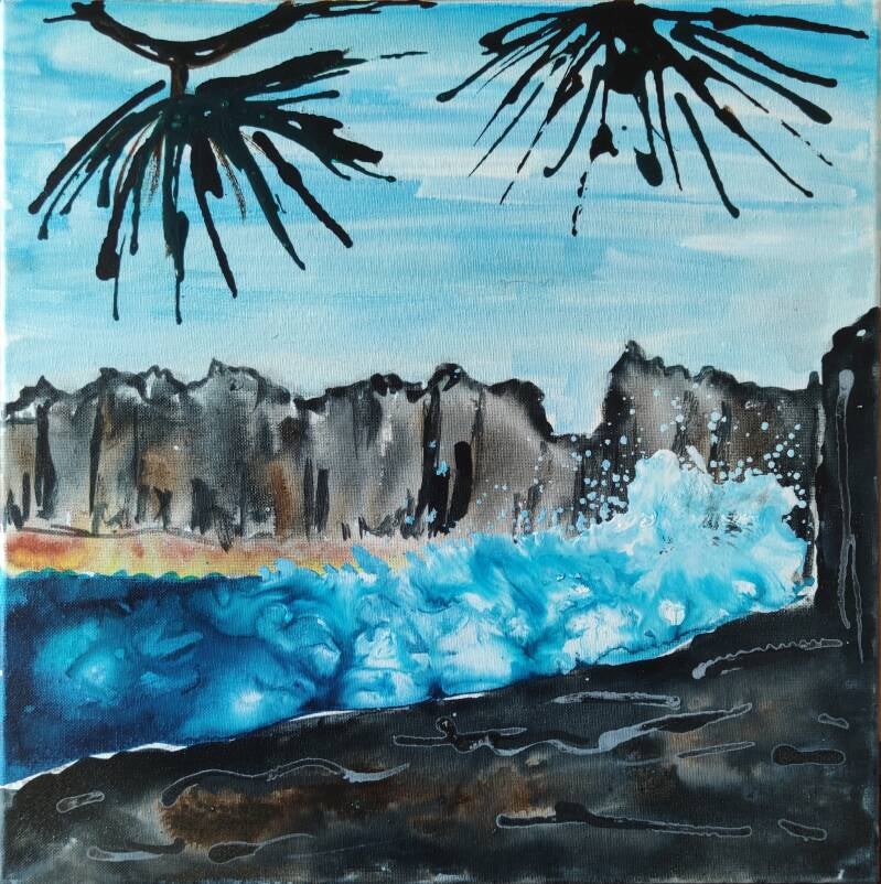 Acrylgemälde Acryltinte auf Leinwand von Helga Pfannkuche, Motiv Cap Mechant