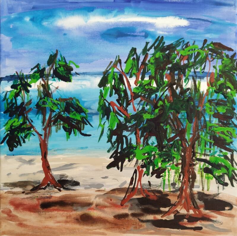 Der Strand von Trou d´eau gemalt von Helga Pfannkuche 