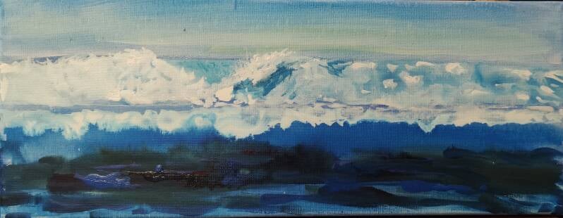 Die linke Welle von Saint Leu Künstlerin Helga Pfannkuche Acryl auf Leinwand