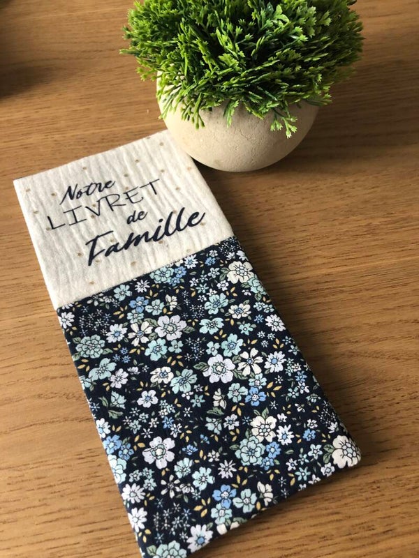 Pochette livret de famille tons bleu