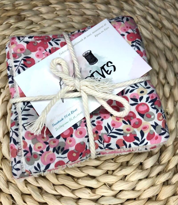 Lingettes démaquillantes lavables rose éponge écru