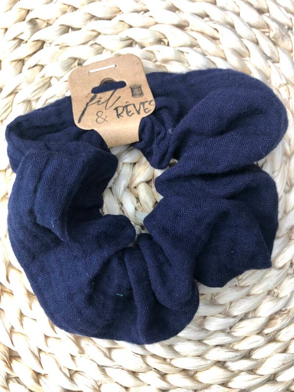 Chouchou double gaze bleu marine