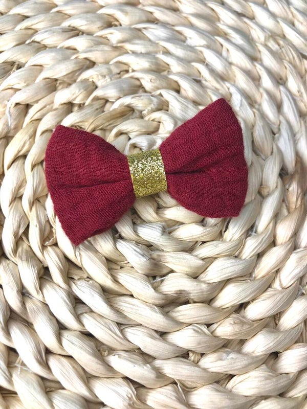 Barrette en tissu bordeaux