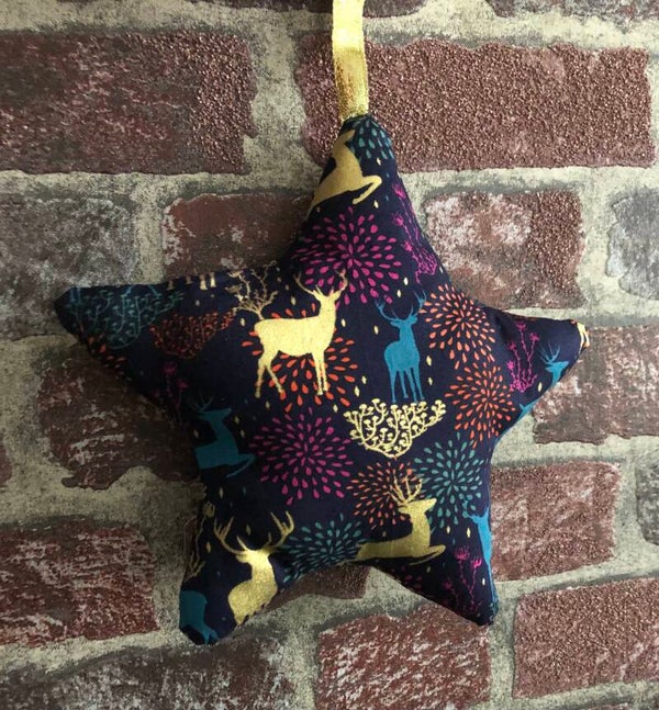 Etoile de Noël bleu marine/violet/doré