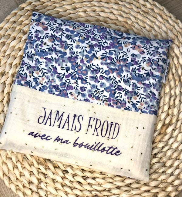 Bouillotte sèche lilas et bleu