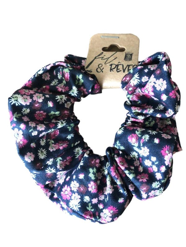 Chouchou tons fleuri rose