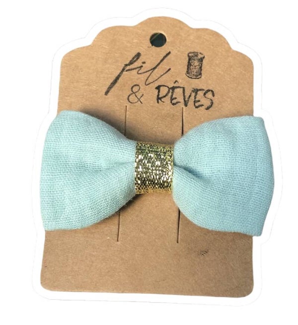 Barette en tissu bleu cyan
