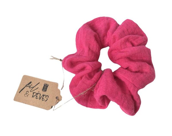 Chouchou double gaze de coton fushia