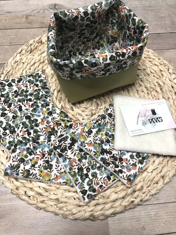 Lingettes démaquillantes lavables tons vert