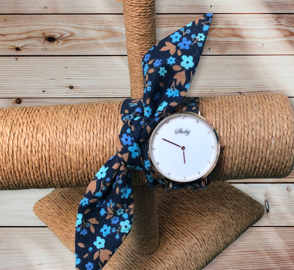 Montre à nouer tons bleu