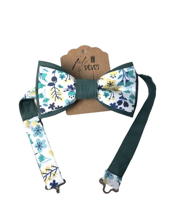 Nœud papillon homme tons bleu/vert/jaune