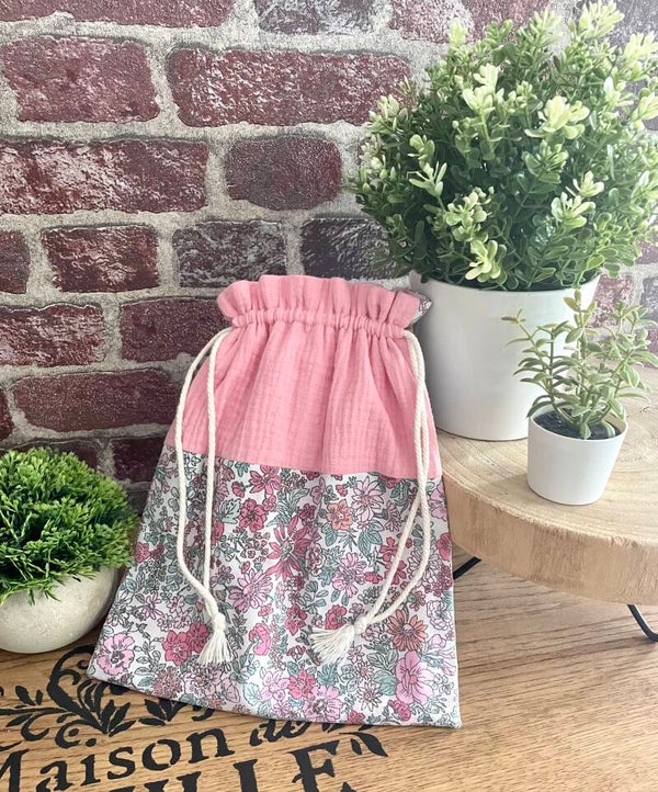 Pochon personnalisé tons rose